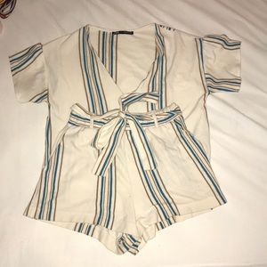Zara striped shirt and short set